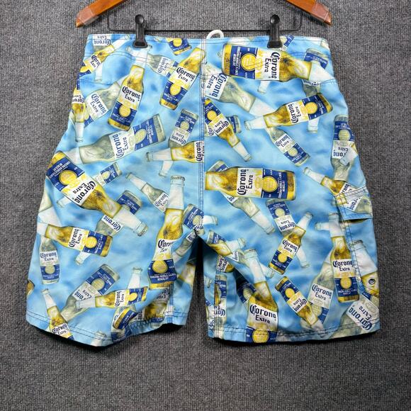 Corona Extra Swim Shorts Men's 34 Blue Beer Bottle Allover Swimwear Outdoors - Picture 9 of 10